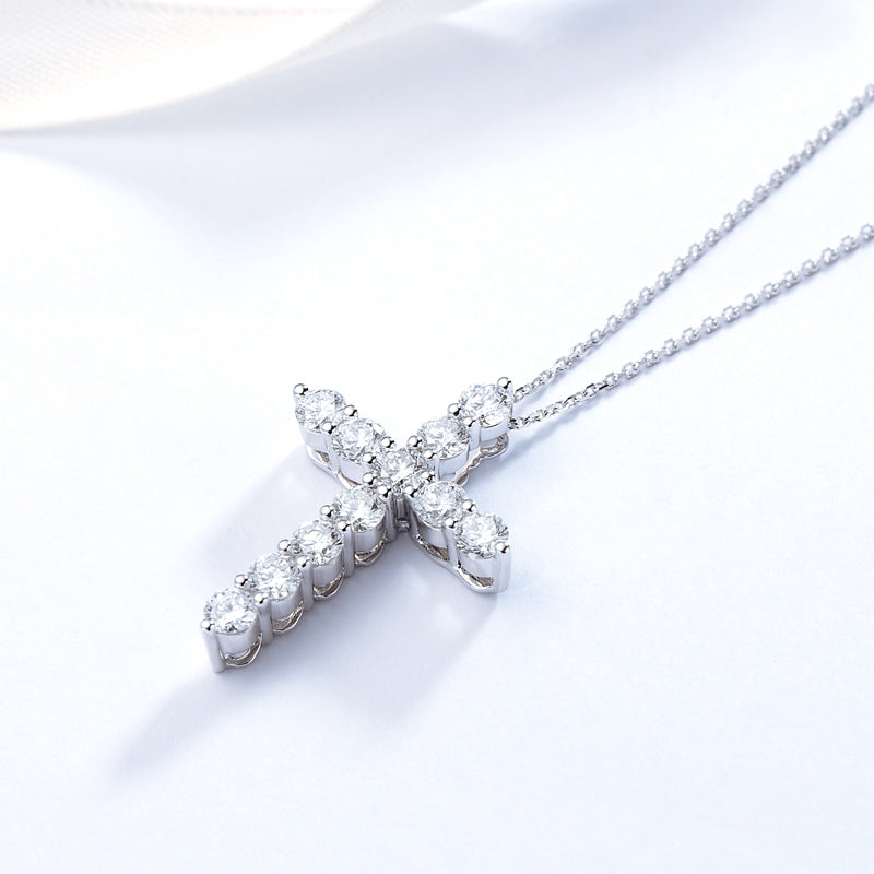 18K Gold Classic Diamond Cross Necklace