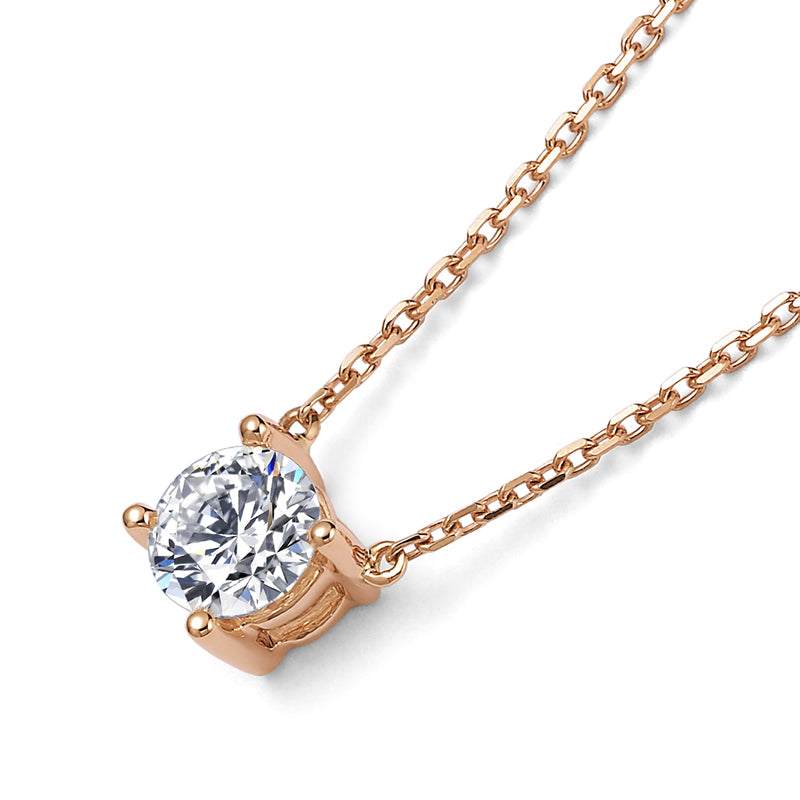 18K Gold Solitaire Diamond Necklace