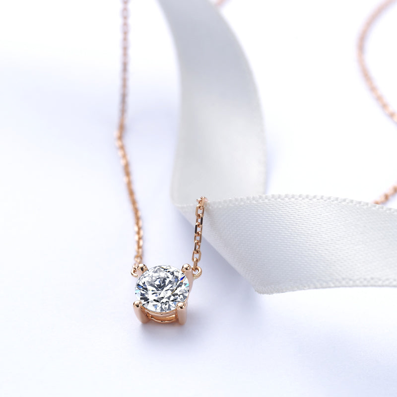 18K Gold Solitaire Diamond Necklace