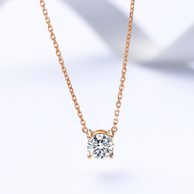 18K Gold Solitaire Diamond Necklace