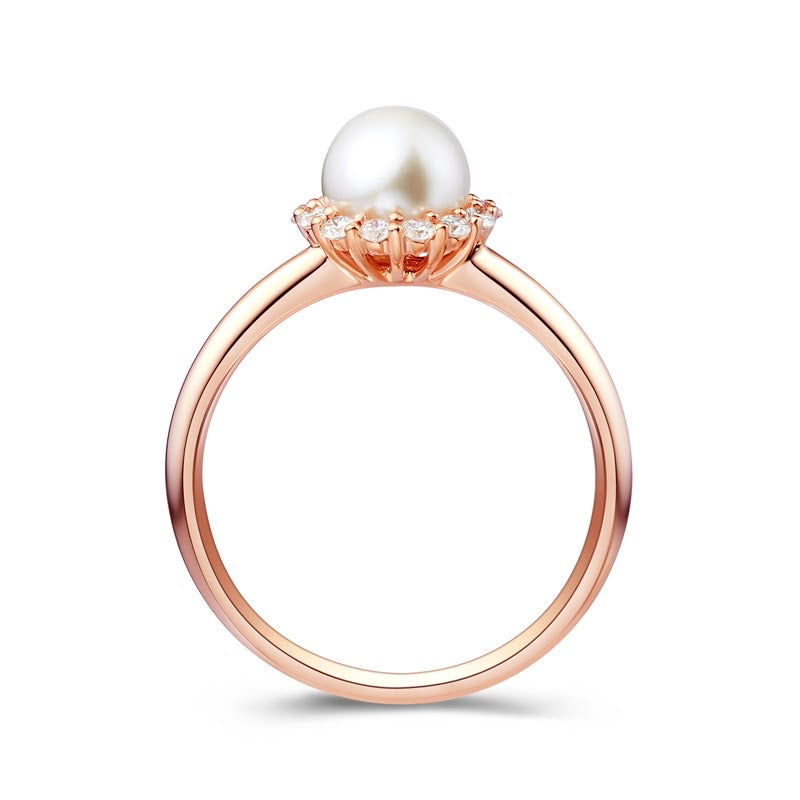 WPL10001R-18K Gold/Platinum Akoya Pearl Diamond Ring