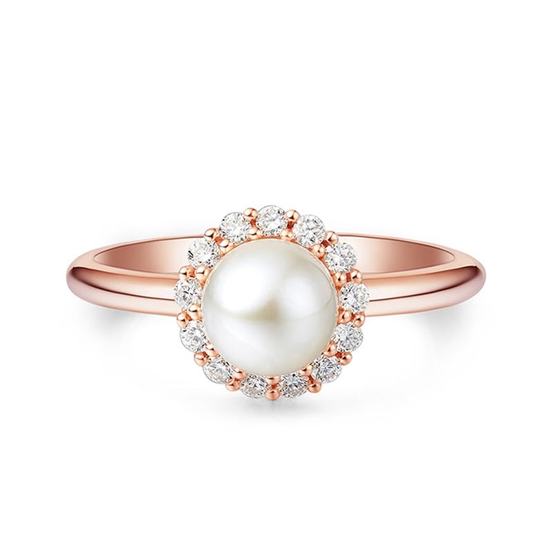 WPL10001R-18K Gold/Platinum Akoya Pearl Diamond Ring