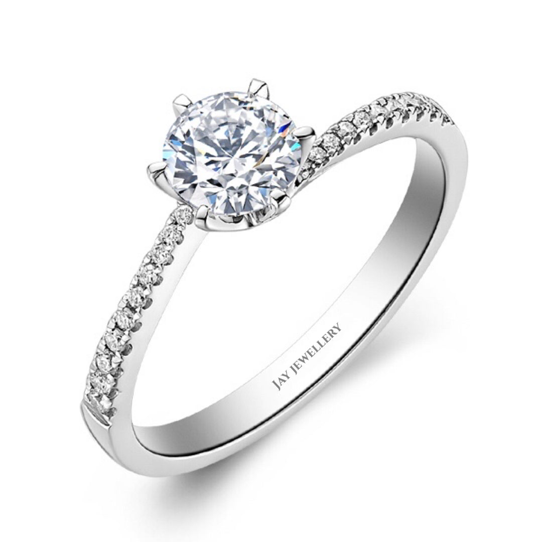 18K Gold/Platinum Twist Diamond Ring Setting